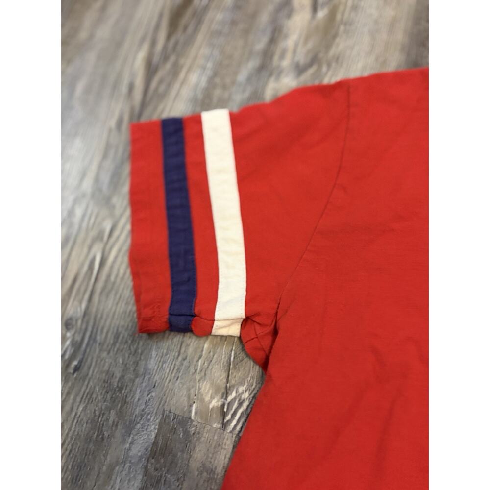 Dickies Crop T Shirt Women’s M Red Logo Striped Sleeve Y2K Skater Streetwear - Picture 4 of 9